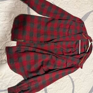 Red and Black Plaid Casual Button Down Shirt